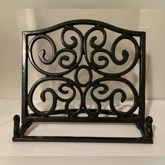 Cast Iron Stand for Cookbook, Bible, Tablet, Art. Decorative Scrolled Design - Picture 2 of 6